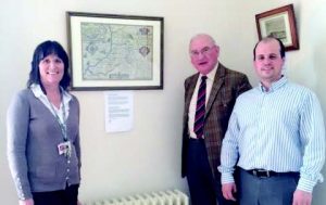 Unveiling the maps: County Councillor Lloyd, Cadwgan Trustee Cllr Gareth Lloyd and Castle Facilities Officer Sue Lewis.