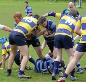 Breakdown: Aber and Mumbles tussle at the ruck