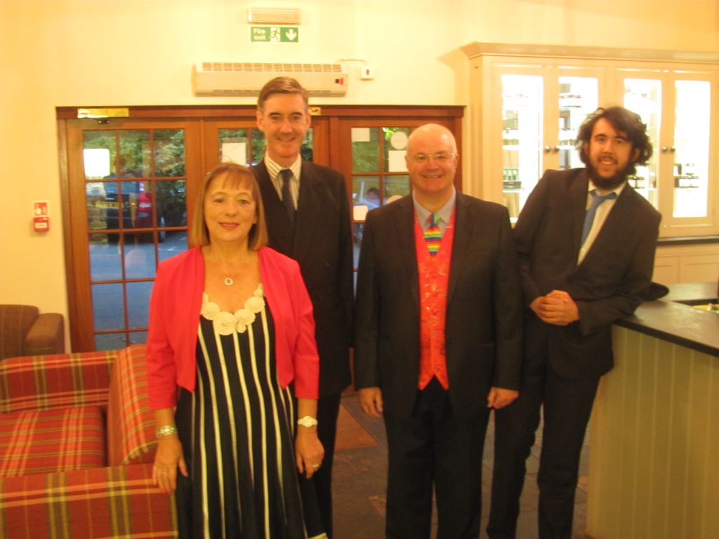 Left to right: Mary Davies, Jacob Rees-Mogg MP, Dr Felix Aubel and Harry Alliss.