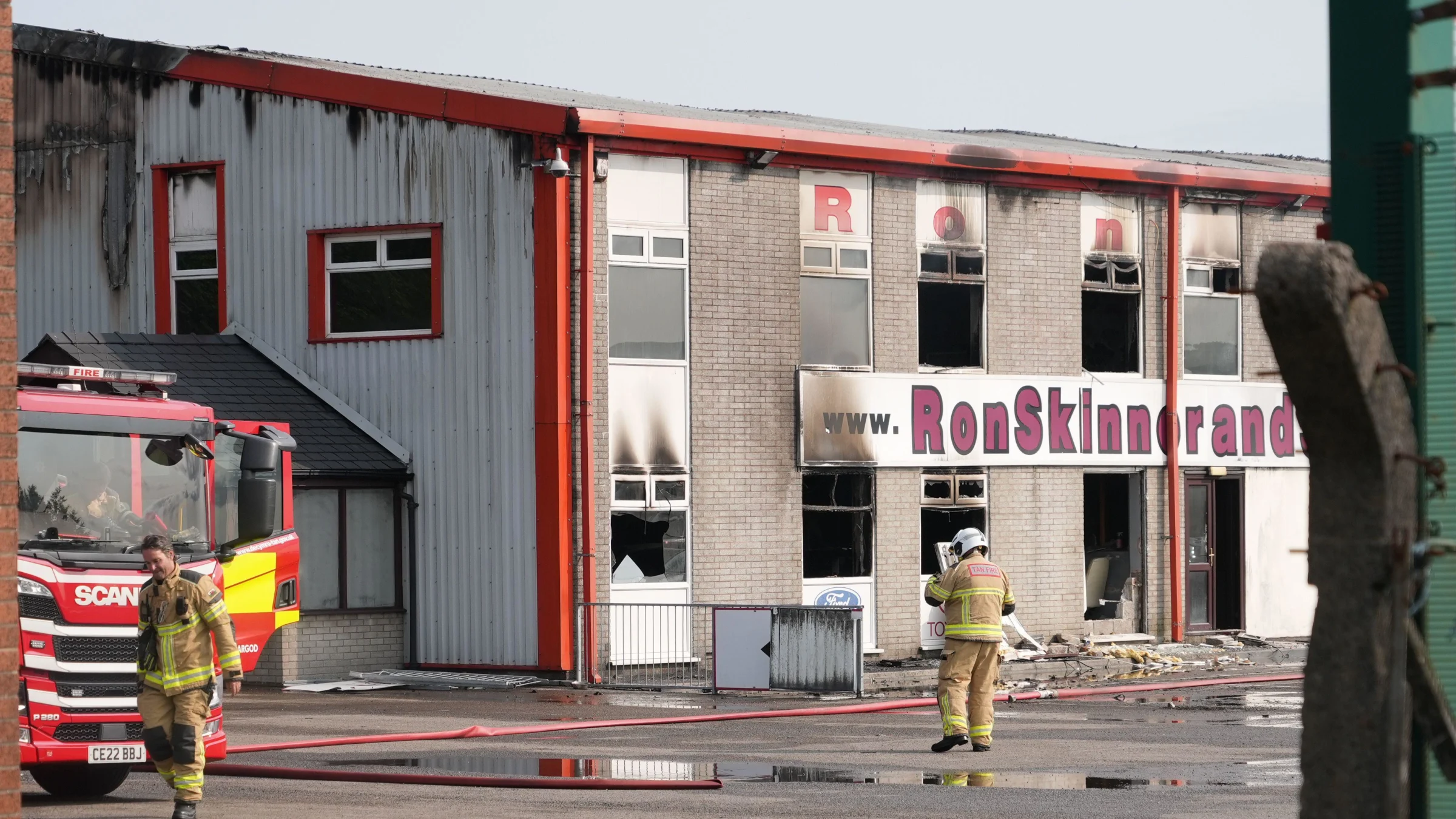 Major fire engulfs Ron Skinner and Sons' Tredegar car dealership